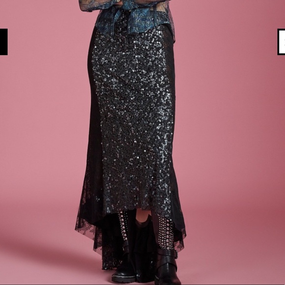 Byron Lars Dresses & Skirts - Byron Lars Black Sequins Hi Low Mermaid Skirt 2